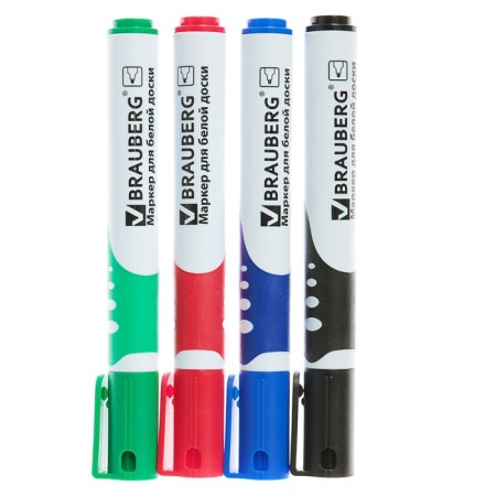 A set of markers for boards 4 colors, Brauberg Soft 5.0 mm, rubber insert-2