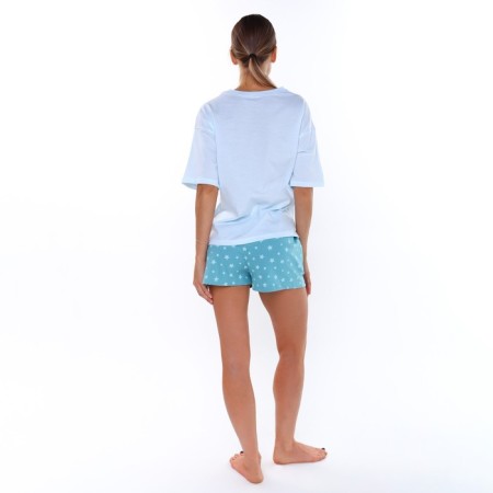 Homemade female set (T -shirt/shorts), Blue color, size 52-3