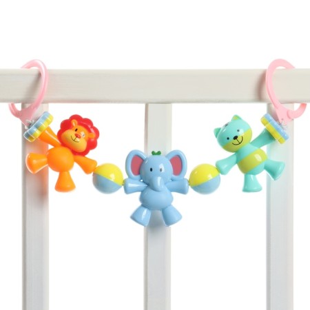 Stretching to a stroller/crib "cat, elephant, lion cub", 3 toys, color mix, crush me-2