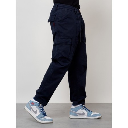 Cargo jeans men, size 48, dark blue color-6