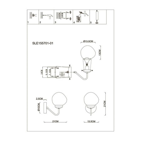Wall lamp EVOLUCE. Sle155701-01. More. 1x40 W, E14, 12.5x21 cm, golden color-6