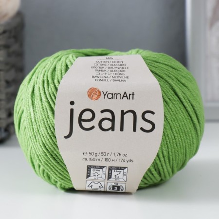 Yarn "jeans" 55% cotton, 45% acrylic 160m/50g (69 grass)-3