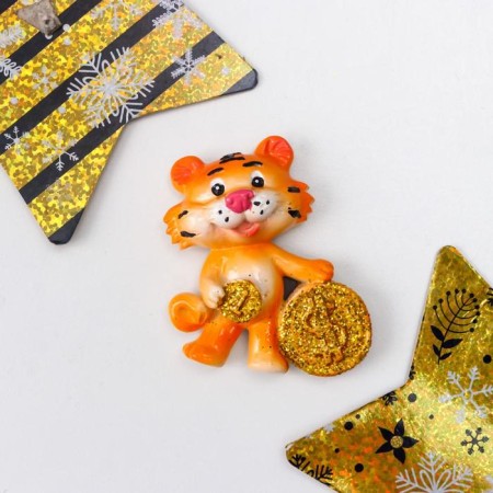 Magnet Polystone "Tigrush with gold coins" mix 6x5 cm-1