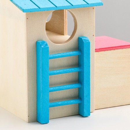 Home for rodents with a slide, wood 17.2 x 15.8 x 16.2 cm-6