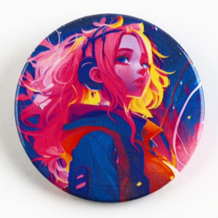 Metal anime icon, neon set, d = 38 mm, 4 pcs.-3