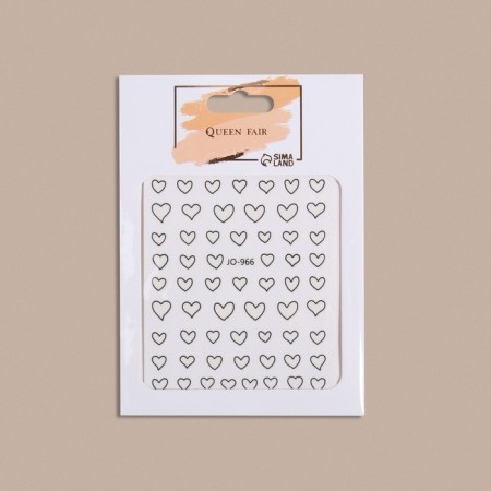 Nail stickers "heart", voluminous, black color-3