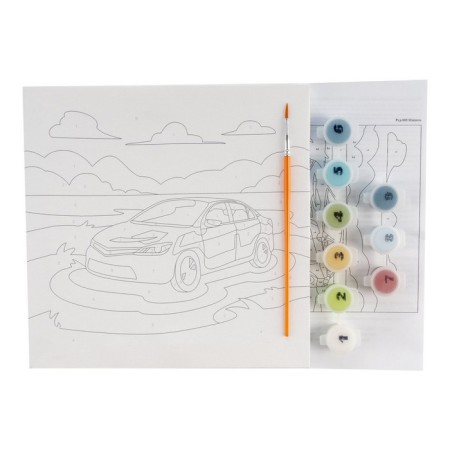 Picture on numbers Children's "Machine", canvas on a subframe 20 × 20 cm-1