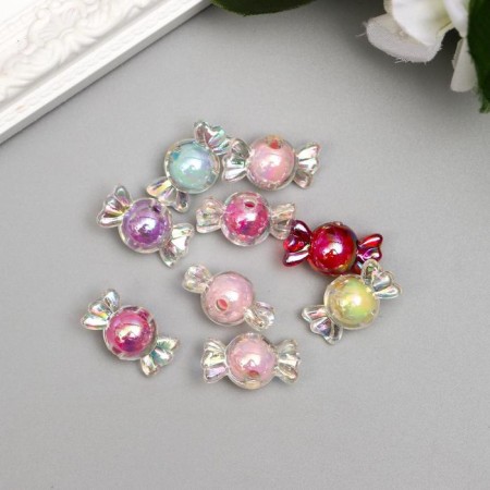 Beads for creativity plastic "Candy mother -of pearl" set 15 grams 2.2x1.2 cm
