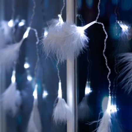 Garland "Curtain" 3 × 1.4 m with nozzles "feathers", IP20, transparent thread, 80 LED, white glow, 8 modes, 220 V-3