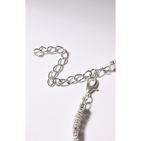 Bracelet with rhinestones "Bright" rectangle, white color in silver, 18 size-4