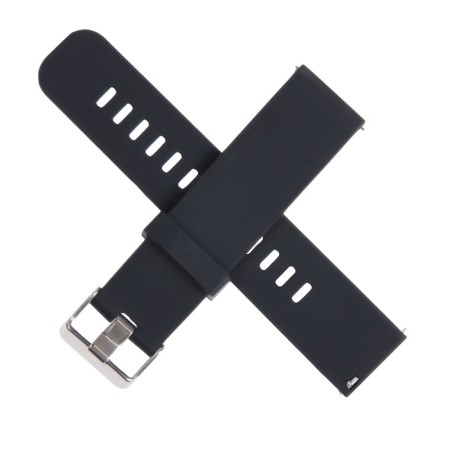 22 mm watch strap, with quick-detachable studs, silicone, L-21.5 cm, black