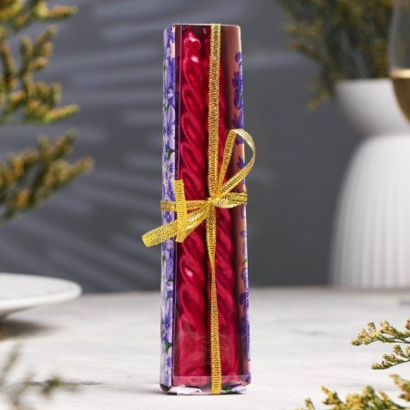 A set of candles of bilies, 1.5x 15 cm, 2 pieces, ruby ​​metallic-1