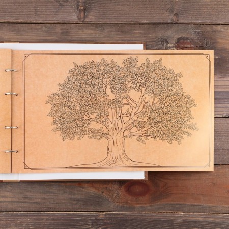 The genealogy photo book "Pedigree Book" with a wooden element, 27.5 x 25 cm.-11
