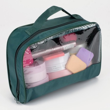 Cosmetic bag with a handle, a green color-3