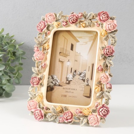 Photo frame Polystone 10x15 cm "Garden with pionoid roses" 16.5x2.1x21.3 cm-1