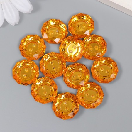 Buttons plastic for creativity 2 punctures "Kant Rhin" set 12 pcs Orange d = 1.7 cm-2