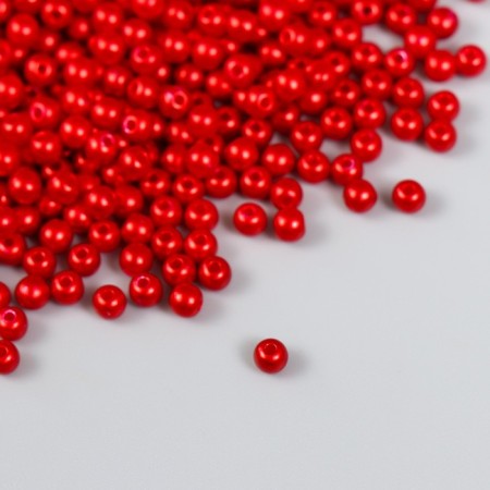 Set of beads "needlework" plastic, diameter 4 mm, 25 g, scarlet