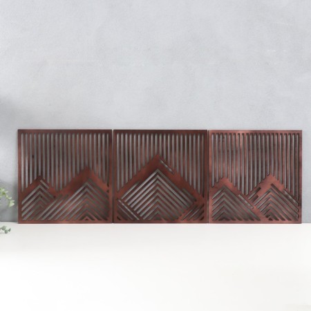 Panel Interior Triptich tree "Geometry. Squares. Mountain" Brown set 3 pcs 30x30 pcs 951894