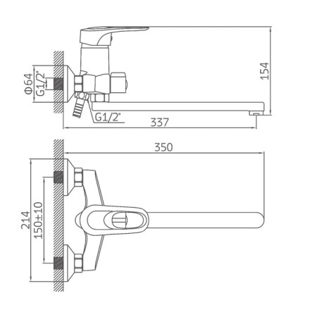Accoona A7130 bath mixer, single -leaf, brass, chrome-8