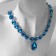 The necklace "Jewel" drop, blue color in silver, 32.5 cm
