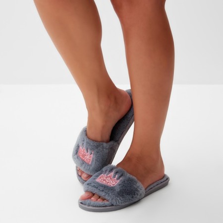 Women's slippers with an open nose size 36-37, the color is gray-6