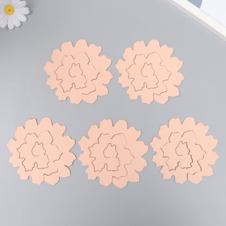 The workpiece of Foamiran "Flower Curly" 10x9.5 cm set 5 pcs. Ribbed peach-3