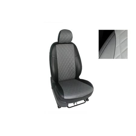 Autorekhly for Hyundai Tucson III, 2015-n, rhombus, gray, eco-leather, set