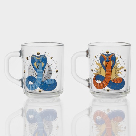 New Year's glass tea mug "Mystical snakes", 200 ml, mix-5