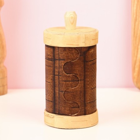 TUES for spices "Salt", high, 6x6x12 cm, birch bark-2