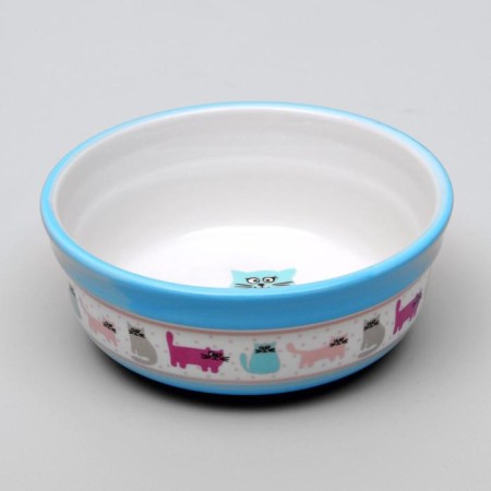Ceramic "cat Life" bowl 300 ml 12.7 x 5 cm, blue-1