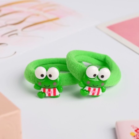 Hair gum "Frog" (set 2 pieces) Green-1