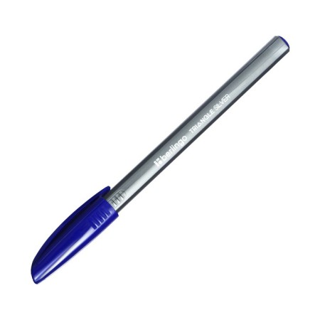 Ballic pen 1.0 mm, Triangle Silver, blue ink, three -sided-10