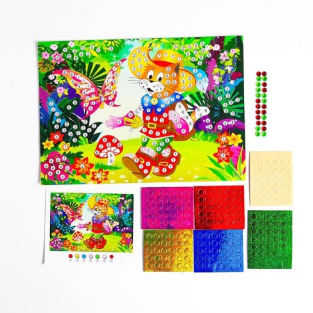 Application with round rhinestones and EVA "Cat in boots"