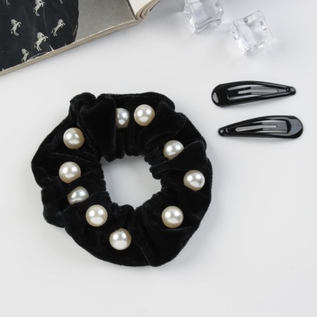 Hair set "Gloria Grace" (elastic band 7 cm, 2 invisibility 5 cm) black-1