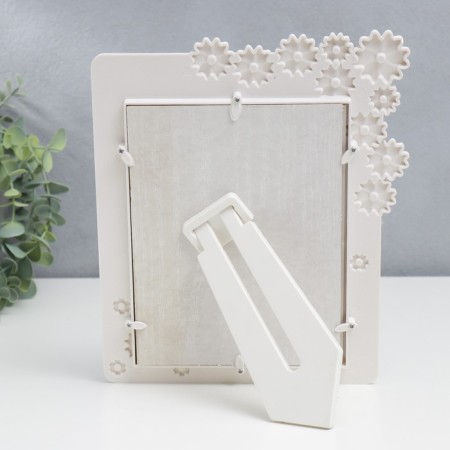Photo frame plastic 15x20 cm "forget -me -nots" white, rhinestones 27x22 cm-3