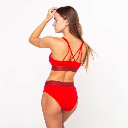 Female set (top with thin straps, panties), red mix, size 46-48-5