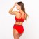 Female set (top with thin straps, panties), red mix, size 46-48