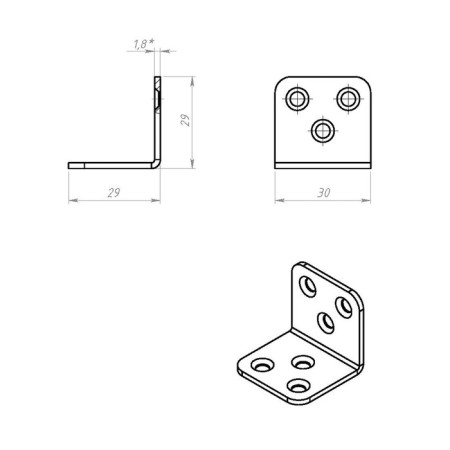 Furniture corner, 30x30 mm, zinc, in packaging 100 pcs.-1