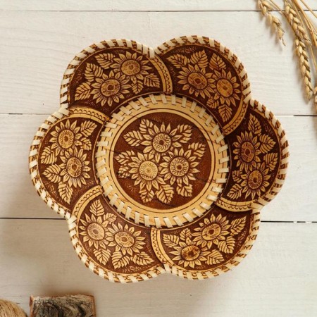 Sunflower plate, birch bark-1