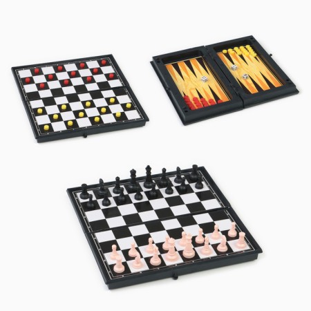 Chess, checkers, backgammon, board games, set 3 in 1, 19 x 19 cm