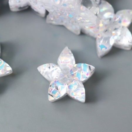 Decor for creativity Plastic "Flower-Piteris White-blue" Crystal 1.4x1.4 cm