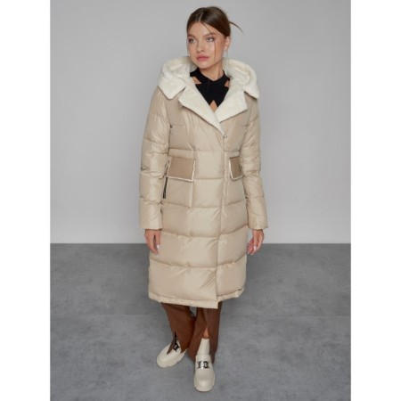 Coat insulated winter female, size 52, beige color-7