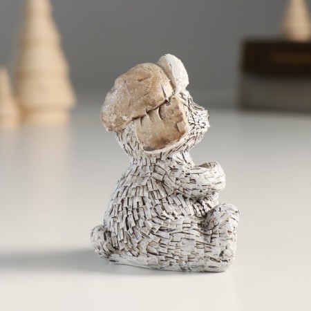 Souvenir Polystone "Bear in a head-hat, sits" Gray mix 6x5x7.5 cm-2