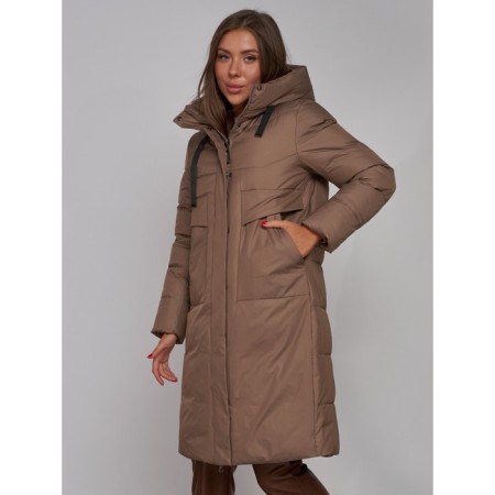 Coat insulated winter female, size 48, brown color-8