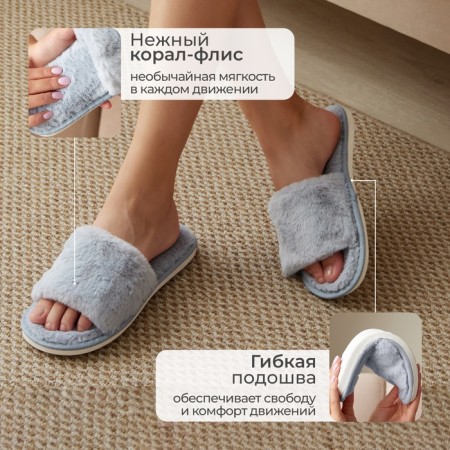 Women's slippers 40-41, gray color-2