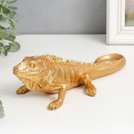 Souvenir Polystone "Golden Iguan" 7x9.5x25 cm-3
