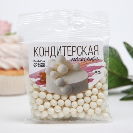 Sprinking confectionery in color glaze "Snow White", 6-8 mm, 50 g-1