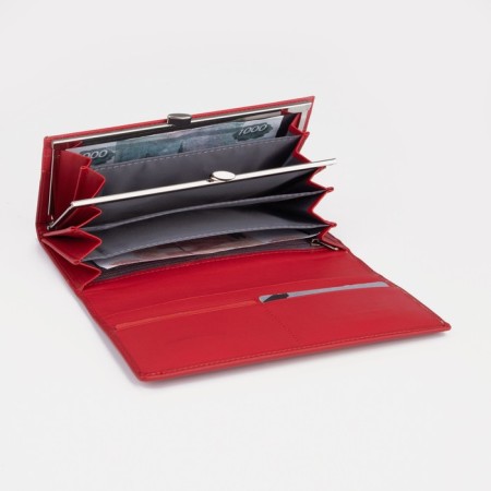 Women's wallet on magnets, red color-3