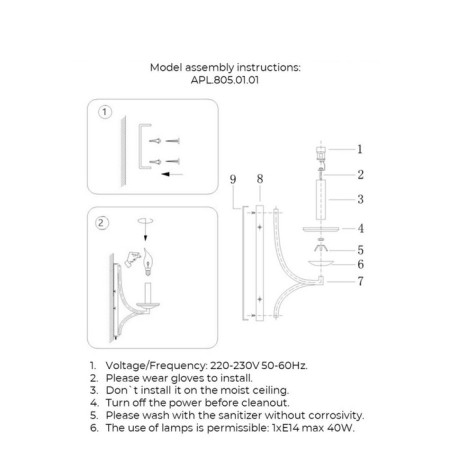 Wall lamp (sconces) wikta e14 40wt-10