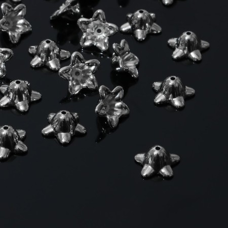 Beads for beads 1.3 × 1.3 × 1 cm, (set 100 pcs.), Color silver